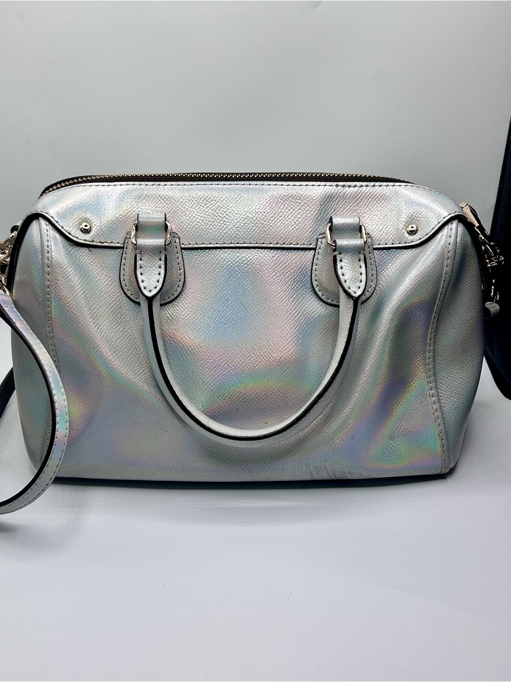 Rare Coach Holographic Silver Dome Satchel